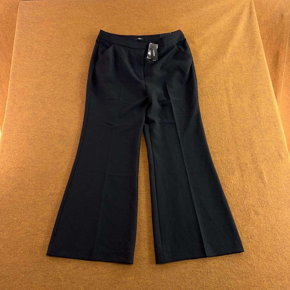 Express Womens 14S Black Editor High Rise Flare Trouser Pants NWT